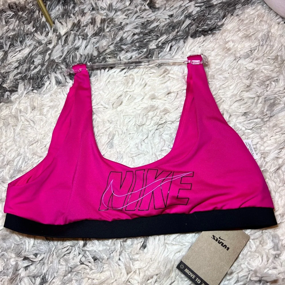 Nike Women's Pink and Black Sports Bra
